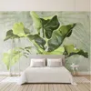 Europeisk stil retro grön blad väggmålning tapet 3d handmålade växt oljemålning bakgrundsvägg dekor vardagsrum tv fresker