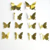 12pcs 3D papillon miroir pour animaux de compagnie autocollants de salon Refrigérateur Réfrigérateur Imitation Butterfly Stickers Wall Stickers Decoration9639967