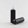 Envase cosmético de botella de plástico negro vacío de 120ml PET de 120cc con tapa de boca puntiaguda para champú para el cuidado de la piel 50 unids/lote