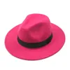 Nya mode topphattar för män kvinnor elegant mode funderade fedora hatt band bred platt grim jazzhattar snygga trilby panama cap7438191