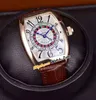 Las Vegas Casino 8880 Russian Turntable Cal.sk Montre Automatique Homme Montre Blanc Cadre Rose Gold Case Bandes de Cuir brun 39.5mm Montres Watch_zone WZFM 35A2