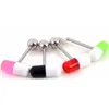 Juego de 10 Uds. De anillos para lengua de píldora acrílica, anillos para lengua de acero quirúrgico de 14G con bola de colores mezclados, joyería para Piercing corporal para hombres y mujeres