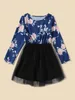 Robe 1 pièce à superposition en maille à imprimé floral pour filles SHE