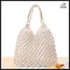 Einkaufstaschen Mode Frauen Baumwollfaden Sommer Strand für Dame Stroh Große gewebte Handtasche Casual Tote Shopper Hohlnetz 220303