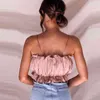 Fankieces Satin Pink Folds Crop Top Kobiety Lato Spaghetti Pasek Bez Rękawów Płaszczyny Topy Sexy Camis Tank Streetwear Top Mujer Y220304