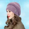 Winter Women's Angora Hat Double Warm Three-Dimensional Stripe Decoration Bulky Hat