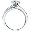 Superb 1CT NSCD gesimuleerde diamanten ring 4 tanden instellen Verlovingsring voor vrouwen Sterling zilver in 18K wit goud verguld