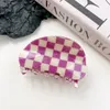 Fashion Girls Hair Claw Clip Accessories Acrylic Semilune Color Lattice For Women Hairpins Headdress2036256