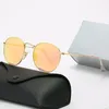 2024 Lunettes Raiebanity Classique Femmes Lunettes de soleil rondes Sun Brand Designer Cadre Uv400 Lunettes Hommes Métal Or Miroir Verre Lentille avec boîte 51BMA raies ban FH8B