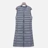 Gilet lungo senza maniche ultraleggero invernale senza maniche O-collo Gilet bianco piumino d'anatra caldo per donna Cappotto coreano con cerniera autunno femminile 201023