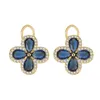 Stud vintage Royal Clover Blue Cristal Sapphire Gemtones Brincos de diamantes para mulheres Jóias de cor de ouro Bijoux Party Accessorie18464112
