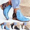 Laarzen Dames Enkel Leopard Serpentine PU Lederen Herfst Winter Vintage Outdoor Square Hakken Schoenen Vrouw Botines Mujer