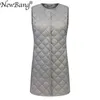 NewBang Matt Fabric Длинные Женские Жилет Ультра Светлостный Жилет Женщины Waitcoat Женская Тонкий Без рукавов Без Воротника Куртка 201211