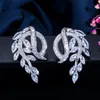 Charme de mariage de mariée de luxe Long design de bijoux en argent Boucles d'oreilles en argent Sud-Amérique Drop perle blanc rouge aaa cubic zirconia1153124