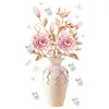 Autocollant mural créatif de Vase de fleurs de pivoine, autocollant mural 3D pour salon et chambre à coucher, décoration amovible, peinture Decor2400