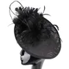 Imitation sianamy formell stor hatt millinery bröllop headpiece fancy kvinnor fascinator hatt handgjorda eleganta damer chapeau