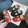 Automne nouveaux enfants chaussures en cuir style britannique filles chaussures en cuir t-attaché boucle bébé fond souple robes chaussures D03191 201130