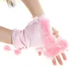 1 Pair Cute Women Skiing Gloves Stylish Half Finger Warmer Winter Autumn Fashion Female Gloves Crochet Mitten Warm1