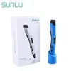 Sunlu 3d القلم SL300 ذكي ثلاثي الأبعاد الطباعة القلم شاشة LCD اللوحة pla / abs خيوط الإبداعية أداة الأزرق اللون 3d القلم 201214