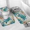 Creative 3PCS / набор ванной ванны занавес для ванной набор душевой занавес морская черепаха печать прочный водонепроницаемый туалет коврик не скользкий коврик Y200407