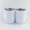 12oz Blank Sublimation Water Mug White Stainless Steel Insulated Cups Double Wall Vacuum Car Cup Portable Travel Tumbler with Handle 0115