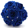 100x Yapay Çiçekler Kraliyet Mavi Güller Gelin Buketi için Düğün Dekor Düzenleme MerkeziPiece Toptan Lots LNRS001 T200509