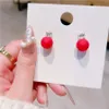 Dangle & Chandelier Lucky Cute Red Pearl Ball Earrings For Female Korean Style Elegant New Jewelry