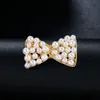 Strass perle nœud papillon broches cristaux bijoux pour femmes mariée fleur mariages fête bureau broche broches cadeaux de haute qualité