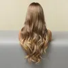 Syntetyczne peruki Henry Margu Long Brown Blond Ombre Wavy Natural Cosplay codziennie dla kobiet środkowych części włosów odporna na ciepło 8731679