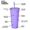 16oz Colored Acrylic Cups Drinkware Plastic Matte Tumbler With Lids And Straws Double Layer Portable Water Coffee Cup Reusable Cup in stock