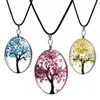 Collane ovali di vetro dell'albero della vita per le donne Ciondolo esemplare di fiori secchi Catena di cuoio Regalo di gioielli di moda