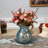Moderne de luxe simple mesa de peinture de fleurs et d'oiseaux dans un vase en céramique petit processus de pot de lait décoration de la maison LJ201208