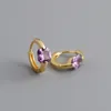 925 Sterling Silver Colorful CZ Zircon Square Earrings For Women New Wedding Engagement Earring Geometric Circle Earring