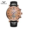 Polo Echt Onola Business Casual Holle Automatische Mechanische Mens Horloge Heren Multifunctionele Lederen Waterdichte Hand Horloges