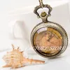 New Quartz Large Mirror Map Pocket Watch Necklace Retro Jewelry Wholesale Sweater Chain Fashion Fashion Watch