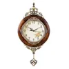 Europeiska antika Si träväggklockor Pendulumdekor Silent Quartz Movement Art Edge Classical Clock Y200109