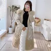 Kobiety Fur Faux Owce Prawdziwe Kobiece Long Vintage Shearing Duck Jacket Kobiety Odzież 2021 Koreański Z Kapturem W dół Coat 919273