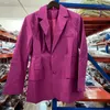 DEAT femmes Rose rouge plissé Split tempérament Blazer nouveau revers à manches longues coupe ample veste mode printemps automne 1S5570 201201