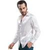 Men's Performance Shirt Faux Silk Slim Long Sleeve Shirts Mercerized Multi Color Party Shirt Banquet Costume oversized250c