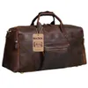 Berchirly Vintage Crazy Horse Genuine Leather men duffle luggage travel Natural Cowhide Large Weekend bag Hangbag LJ200922286E