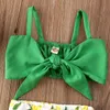 의류 세트 Bowknot 조끼 탑 Leomen 인쇄 반바지 바지 바지 복장 2PCS