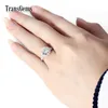TransGems Center 3CT 9mm f kleur vvs moisssanite verlovingsring voor vrouwen bruiloft 14k 585 witgouden dames halo ring y200620