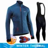 2020 Vinter Ny termisk fleece Cykling Kläder Mäns Jersey Suit Quick Dry Outdoor Riding Bike MTB Kläder Varm Bib Pants Set