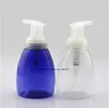 250ML blue/transparent/white plastic PET bottle with foam pump for facial foam/cleanser/soap dispenser/mousse skin care packing