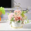Erxiaobao fiori finti bonsai con vaso vaso pompon crisantemo ortensia peonia fiori artificiali festa di nozze decorazioni per la casa LJ200910