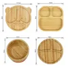 Good quality Organic Bamboo Bowl Gift Set Baby Animal Shape with Stay Put No Spill Suction Base and Spoon Panda LJ201221