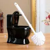 Toilet Shape Ceramic Base TPR Brush Set Multicolor Cleaning Holder Bathroom Accessories Drain Long Handle Y2004076855680