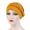 Donna Donna Musulmano Perdita di capelli Stretch Turban Caps Cancer Chemio Hat Tinta unita Treccia Testa Sciarpa Beanie Bonnet