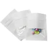 100 Pack Smell Proof Bags Brown White Kraft Package Bag Pouch with Clear Window Flat Small Zipper Paper Bags for Gifts