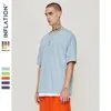 Inflação doce cor algodão oversized moda hip hop t-shirts vestido t sólido solto ajuste básico camiseta unisex casal 8193s276g